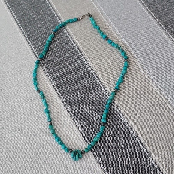 Natural Turquoise Green Blue Genuine Stone Necklace Beaded - Picture 4 of 6